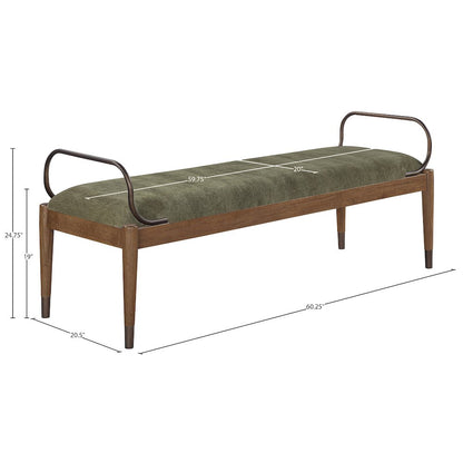 Cambria Green Performance Fabric Upholstered Bench