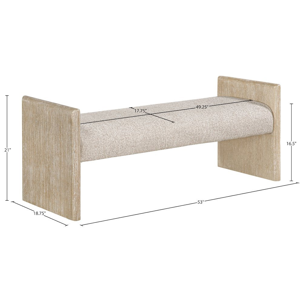 Hickory Beige Fabric Upholstered Bench