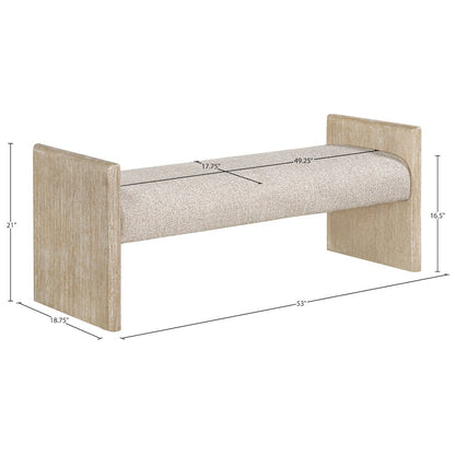Hickory Beige Fabric Upholstered Bench