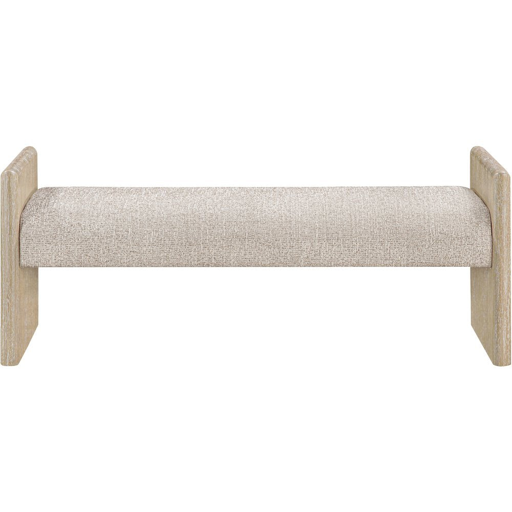 Hickory Beige Fabric Upholstered Bench
