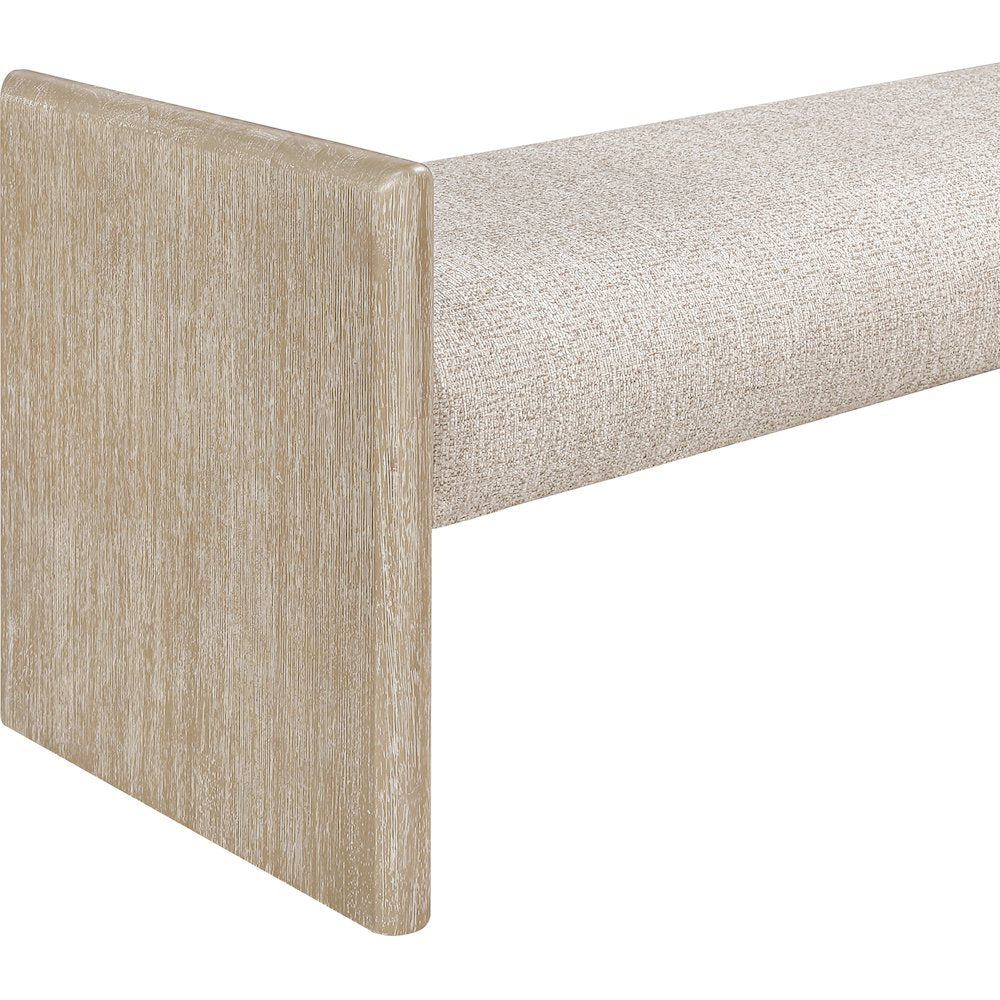 Hickory Beige Fabric Upholstered Bench