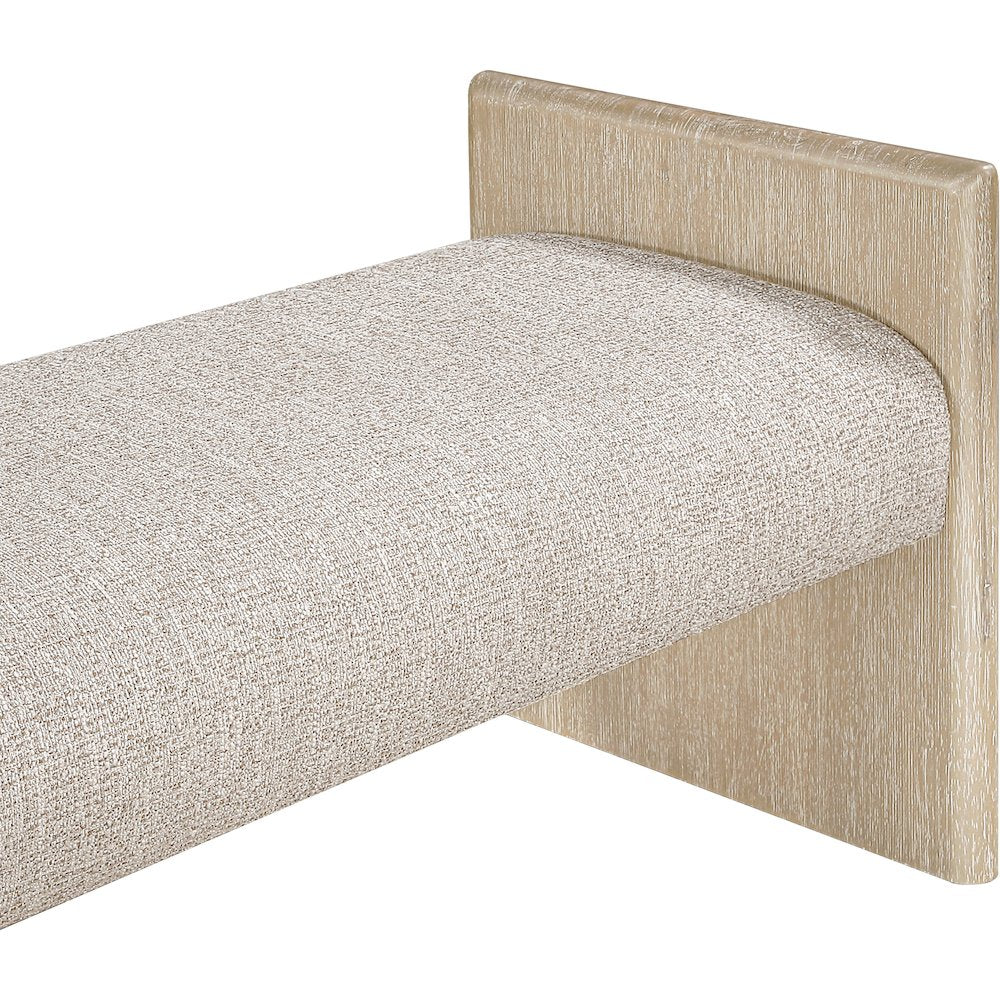 Hickory Beige Fabric Upholstered Bench