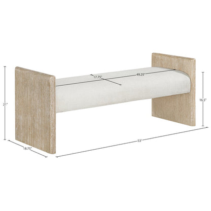Hickory Cream Fabric Upholstered Bench