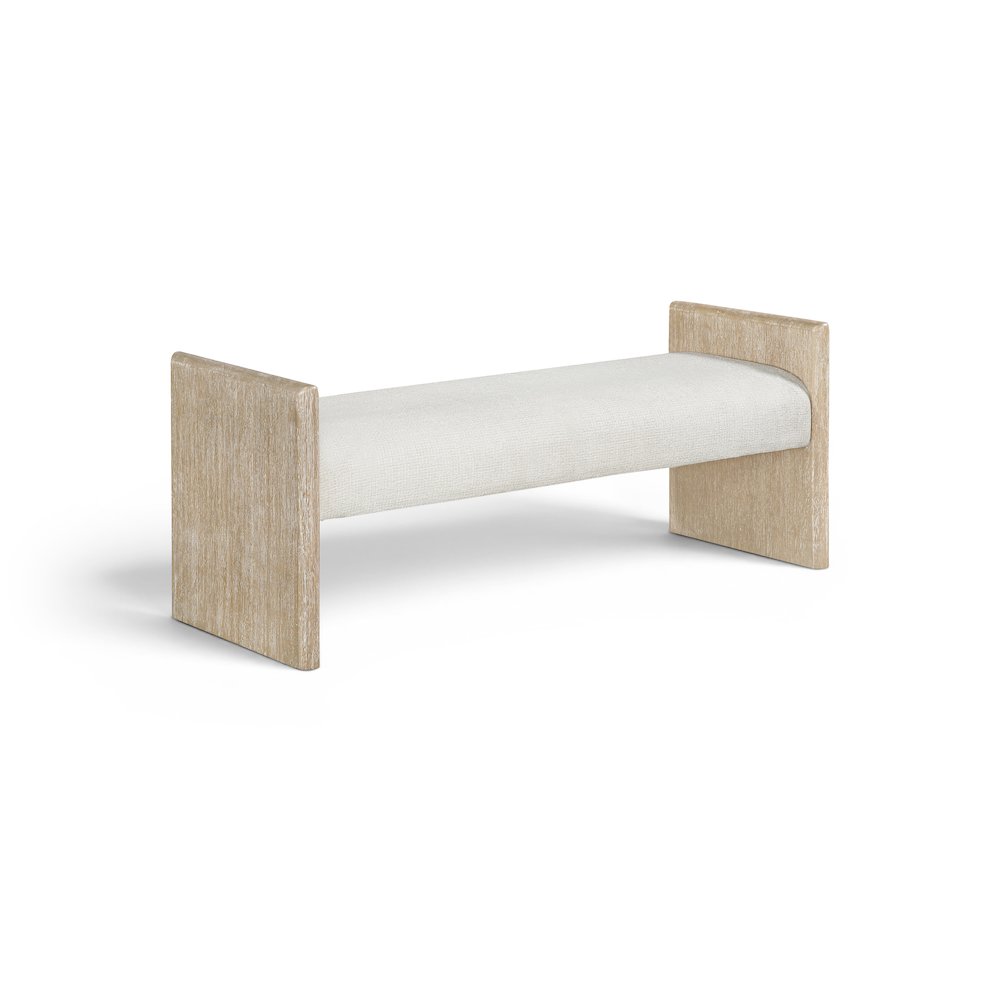 Hickory Cream Fabric Upholstered Bench