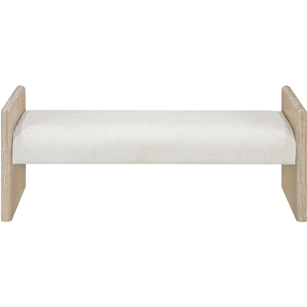 Hickory Cream Fabric Upholstered Bench