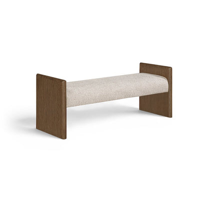 Hickory Beige Fabric Upholstered Bench