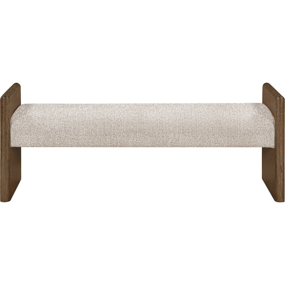 Hickory Beige Fabric Upholstered Bench