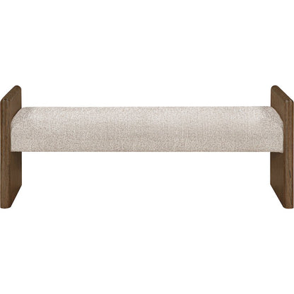Hickory Beige Fabric Upholstered Bench