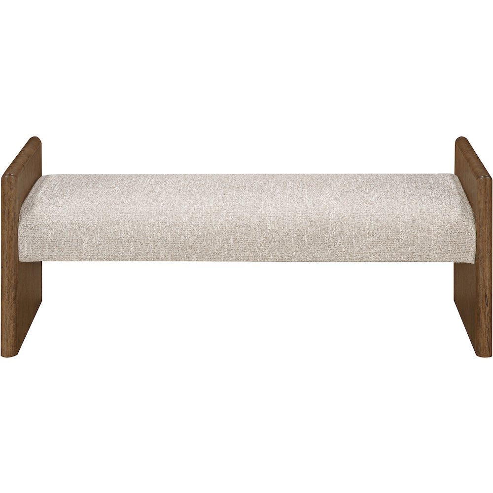 Hickory Beige Fabric Upholstered Bench