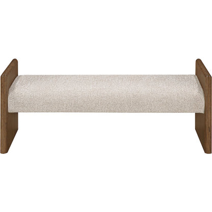 Hickory Beige Fabric Upholstered Bench