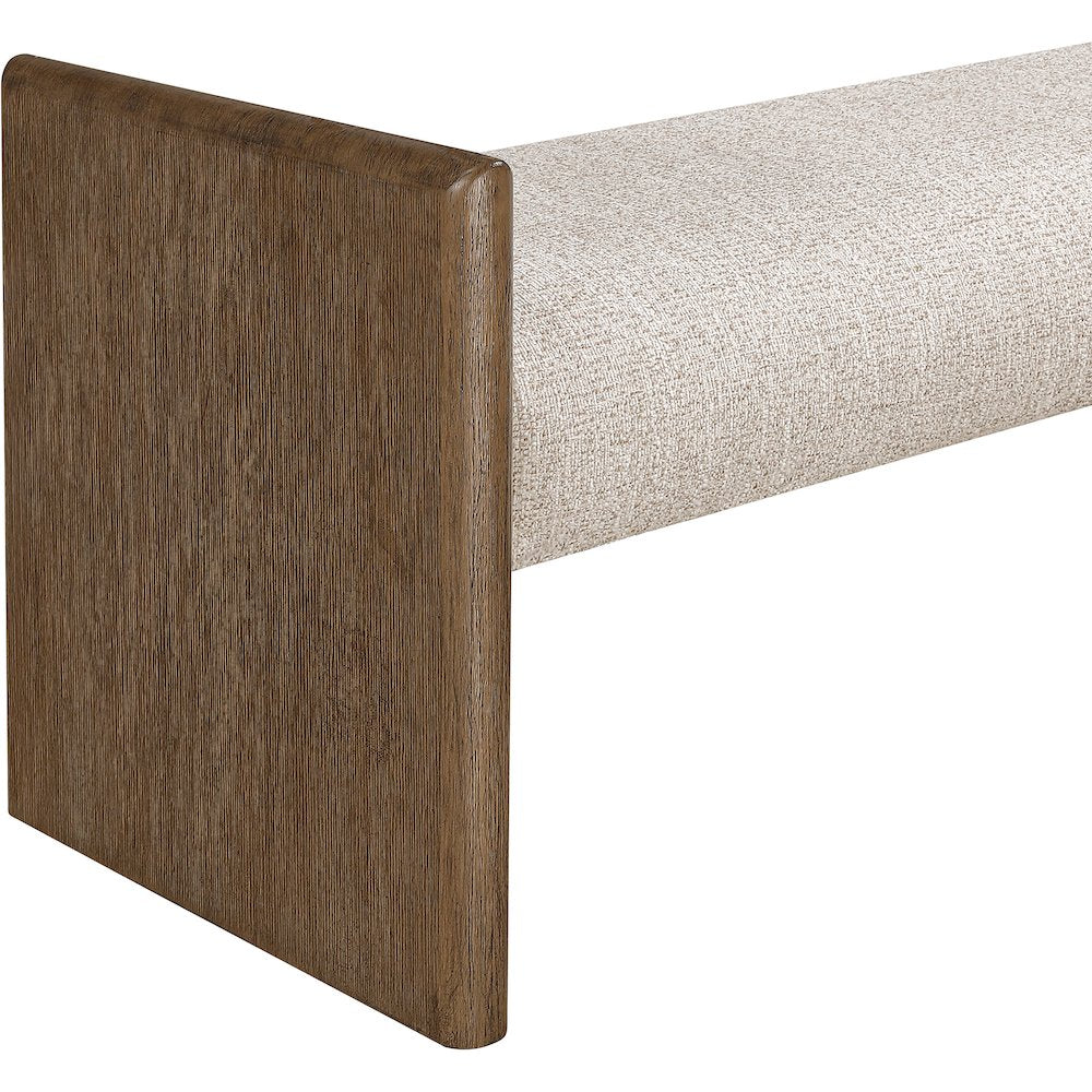 Hickory Beige Fabric Upholstered Bench