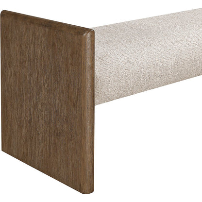 Hickory Beige Fabric Upholstered Bench