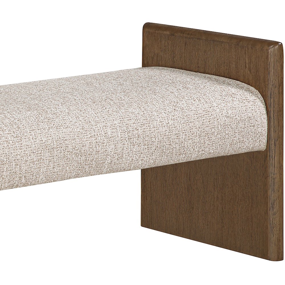 Hickory Beige Fabric Upholstered Bench