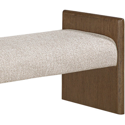 Hickory Beige Fabric Upholstered Bench