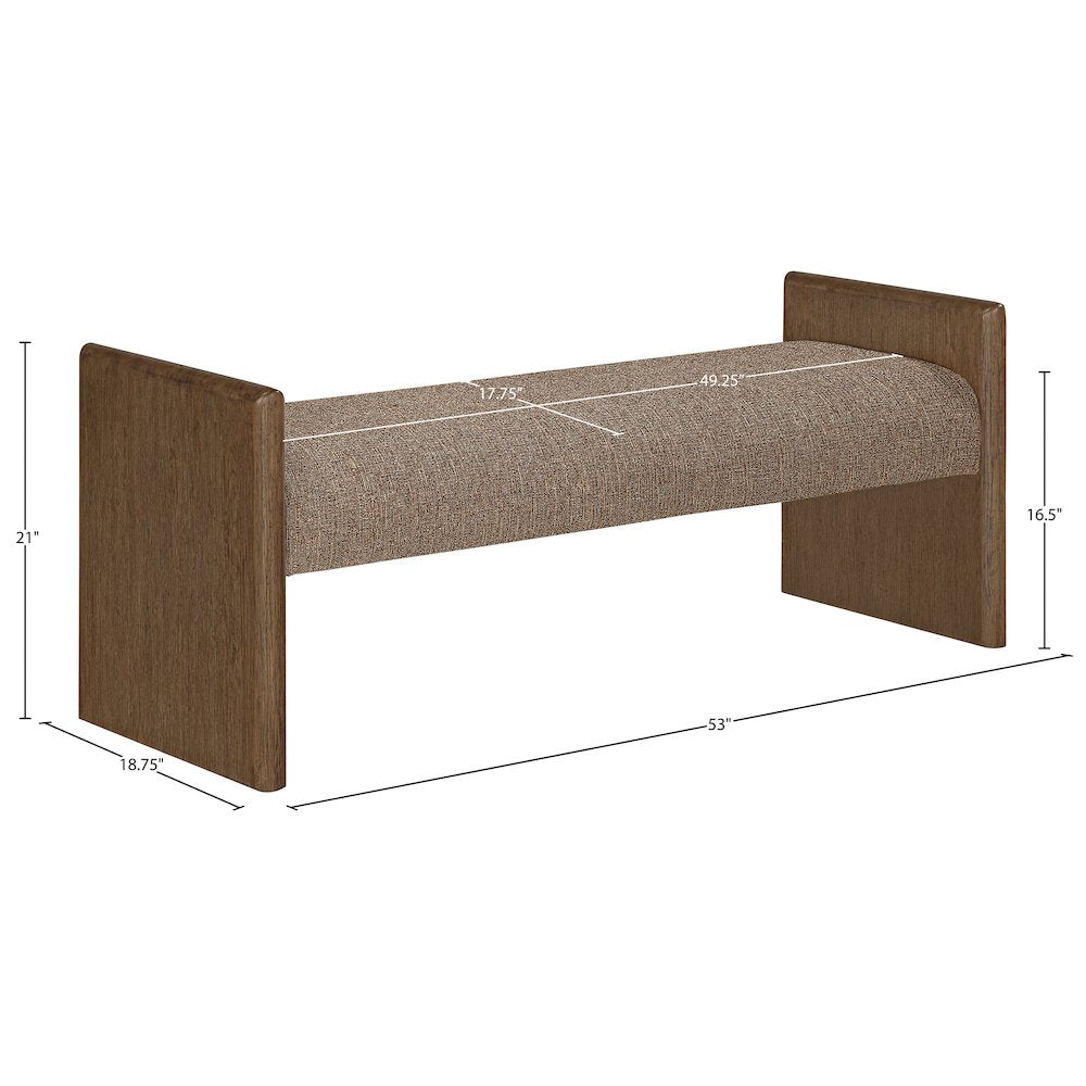 Hickory Brown Fabric Upholstered Bench