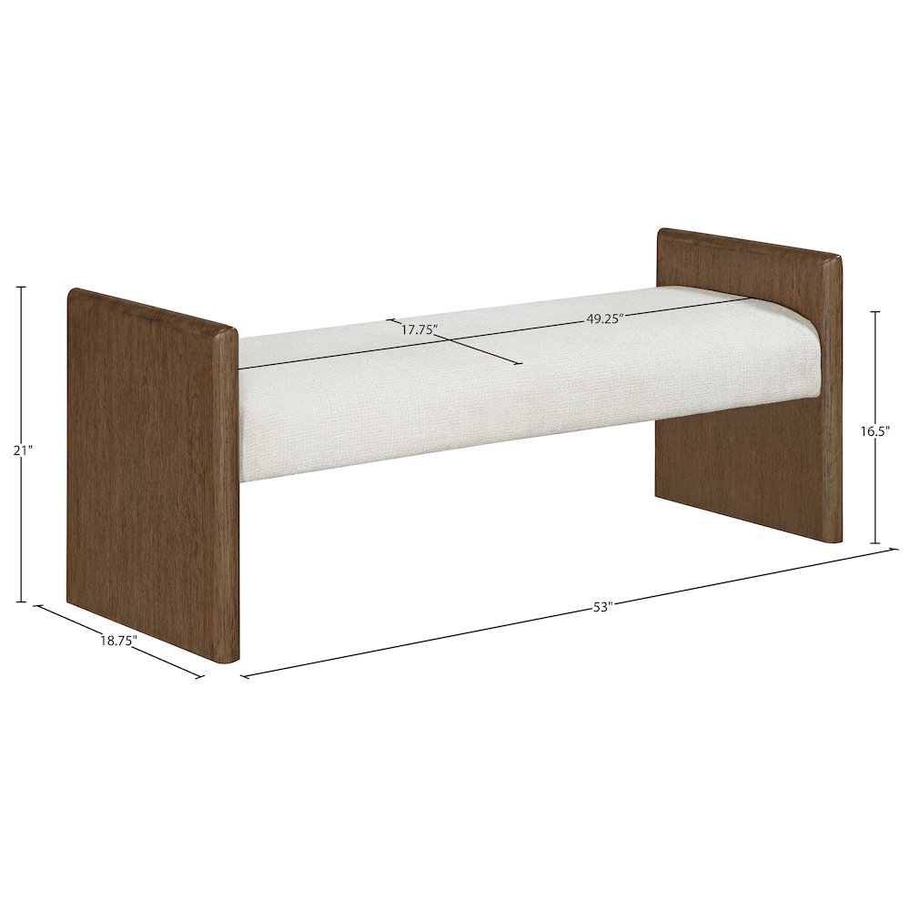 Hickory Cream Fabric Upholstered Bench