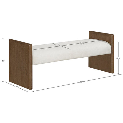 Hickory Cream Fabric Upholstered Bench