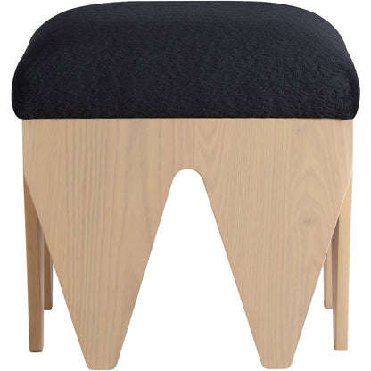 Altair Black Velour Fur Fabric Bench