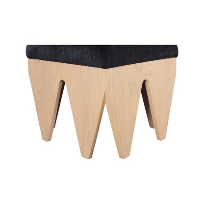 Altair Black Velour Fur Fabric Bench