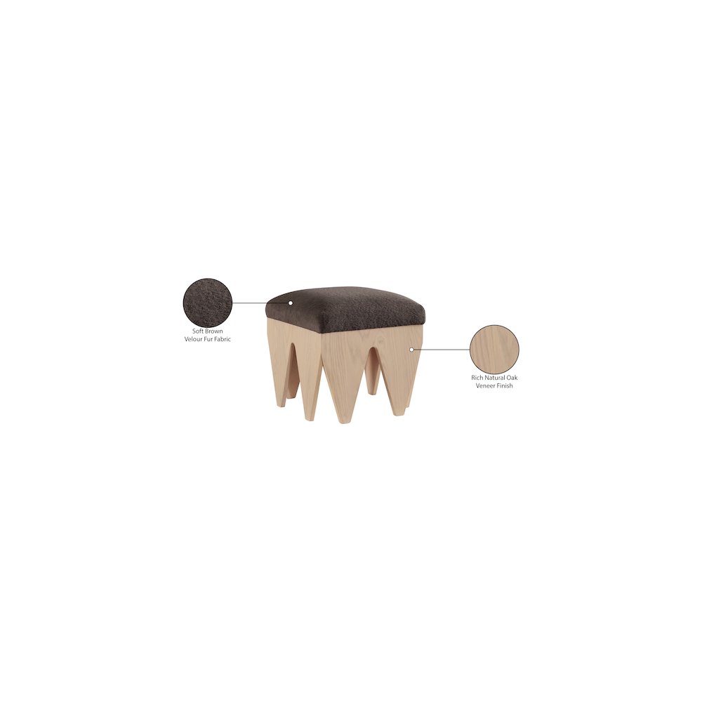 Altair Brown Velour Fur Fabric Bench