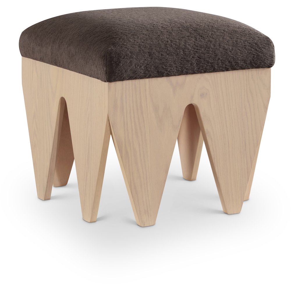 Altair Brown Velour Fur Fabric Bench