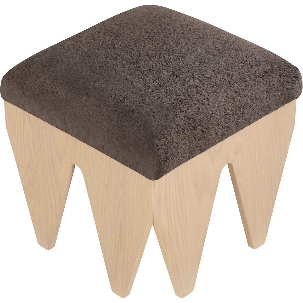 Altair Brown Velour Fur Fabric Bench