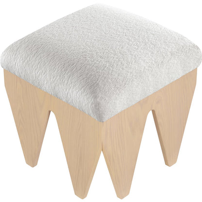 Altair Cream Velour Fur Fabric Bench