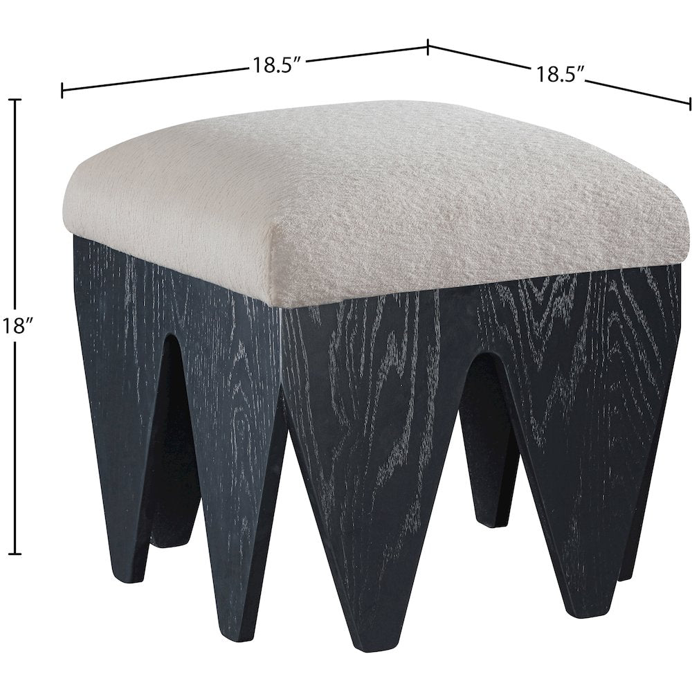 Altair Beige Velour Fur Fabric Bench