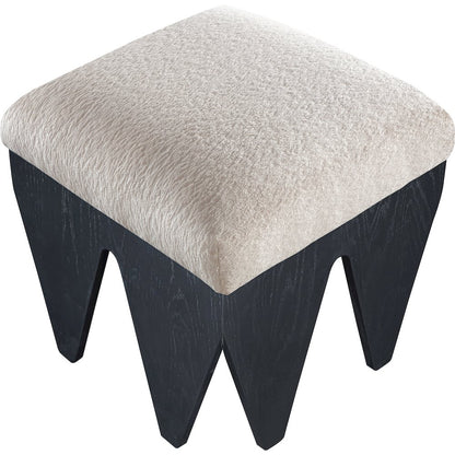 Altair Beige Velour Fur Fabric Bench