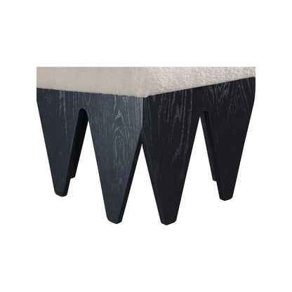 Altair Beige Velour Fur Fabric Bench