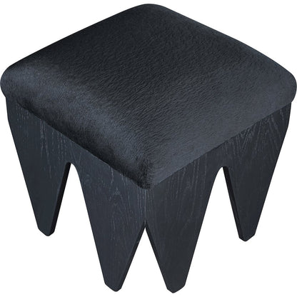 Altair Black Velour Fur Fabric Bench