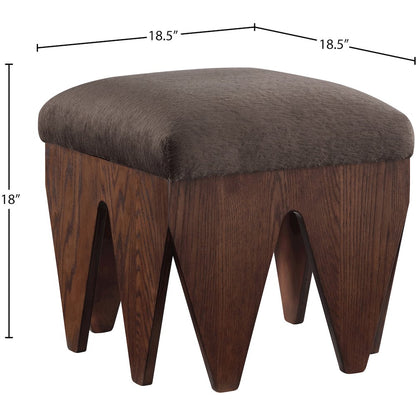 Altair Brown Velour Fur Fabric Bench