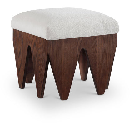 Altair Cream Velour Fur Fabric Bench