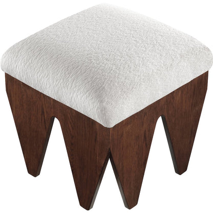 Altair Cream Velour Fur Fabric Bench