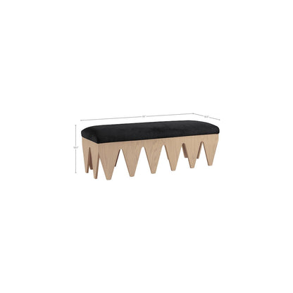 Altair Black Velour Fur Fabric Bench