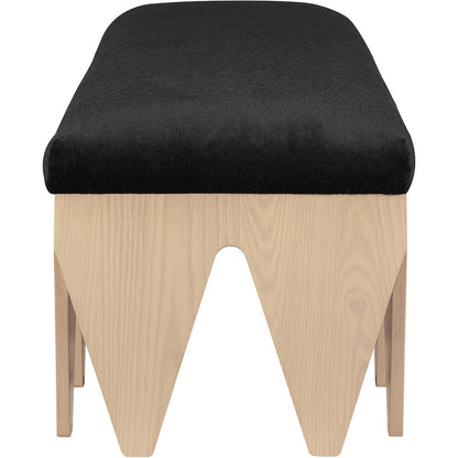 Altair Black Velour Fur Fabric Bench