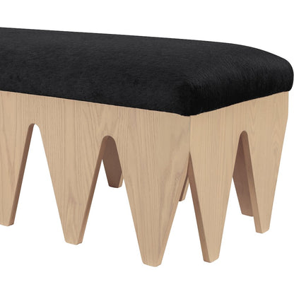 Altair Black Velour Fur Fabric Bench