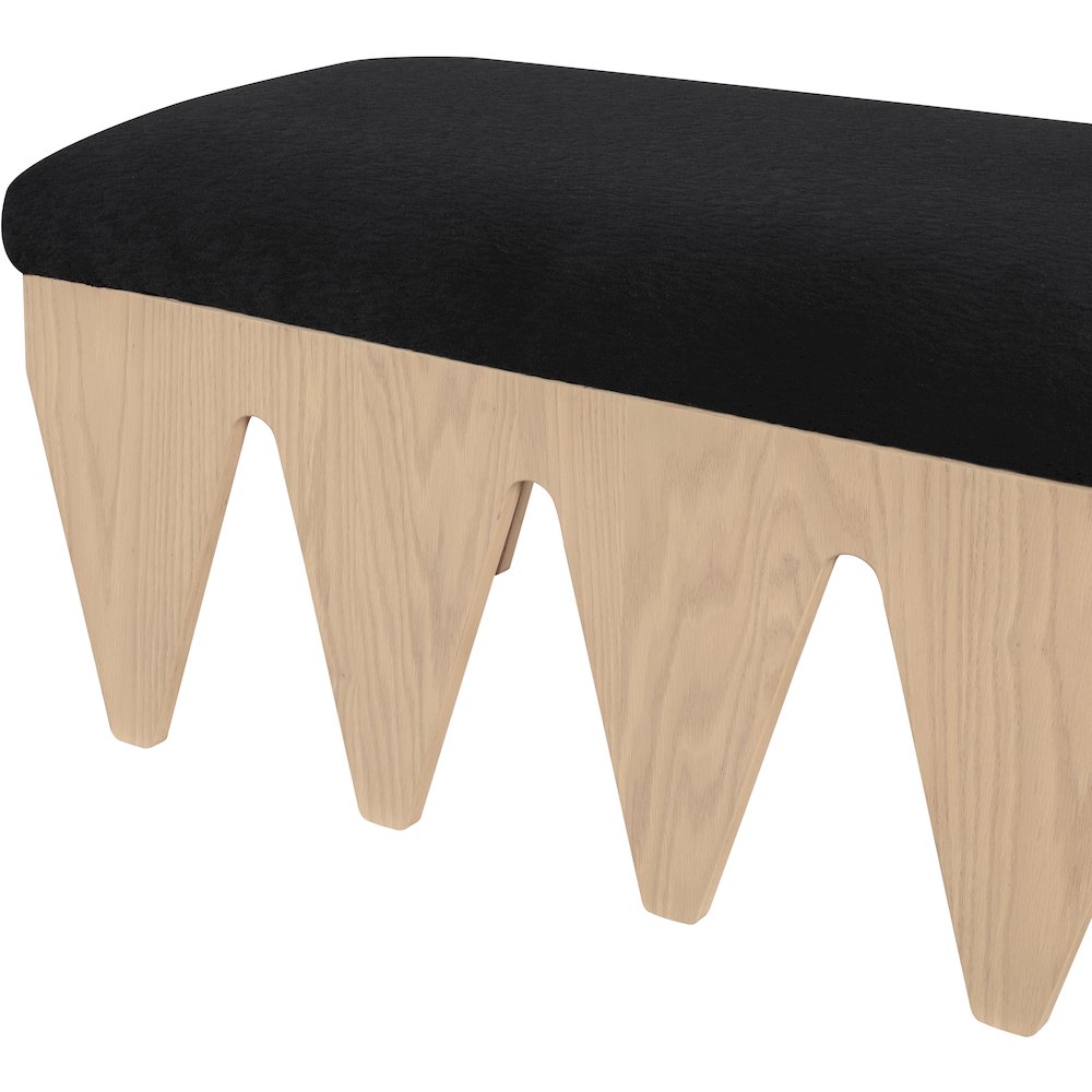 Altair Black Velour Fur Fabric Bench
