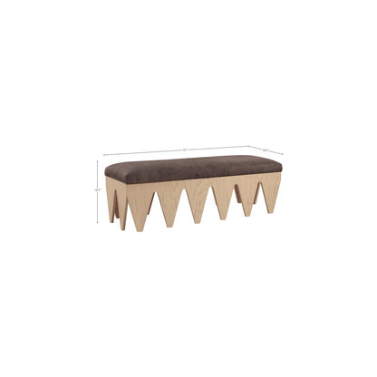 Altair Brown Velour Fur Fabric Bench