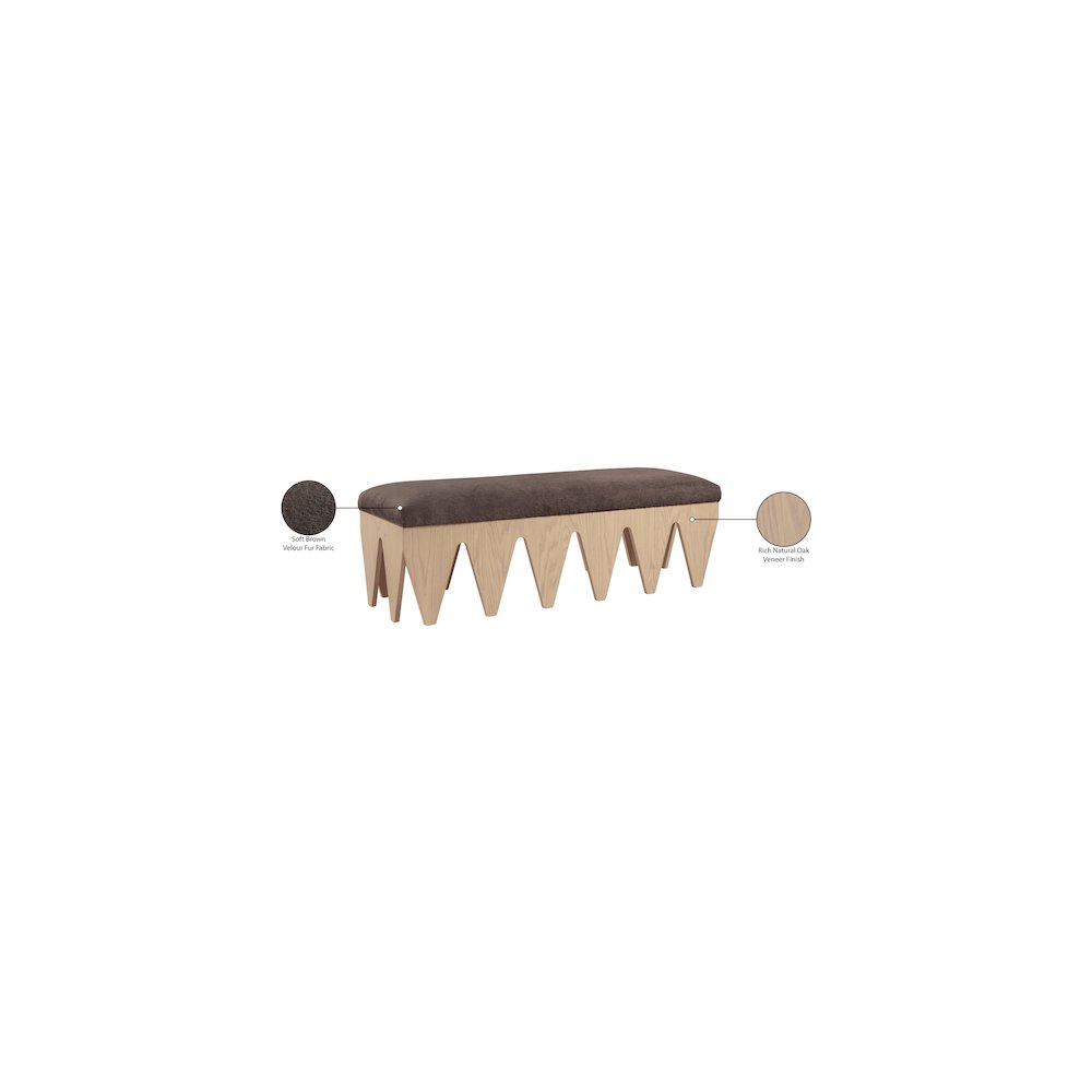 Altair Brown Velour Fur Fabric Bench