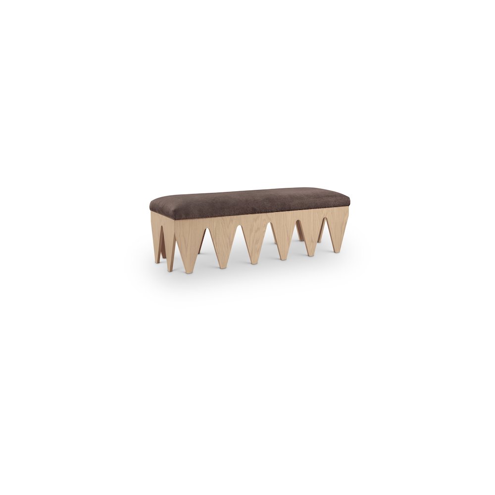 Altair Brown Velour Fur Fabric Bench