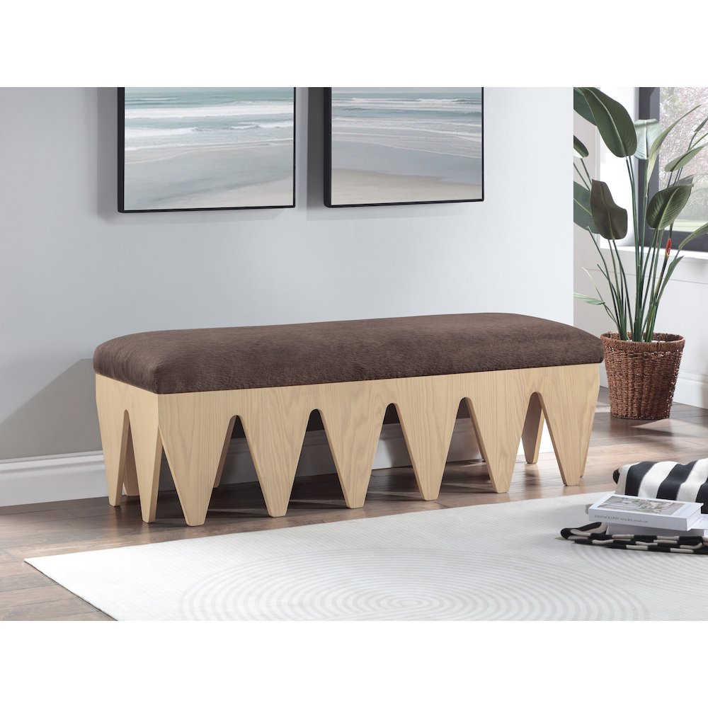 Altair Brown Velour Fur Fabric Bench