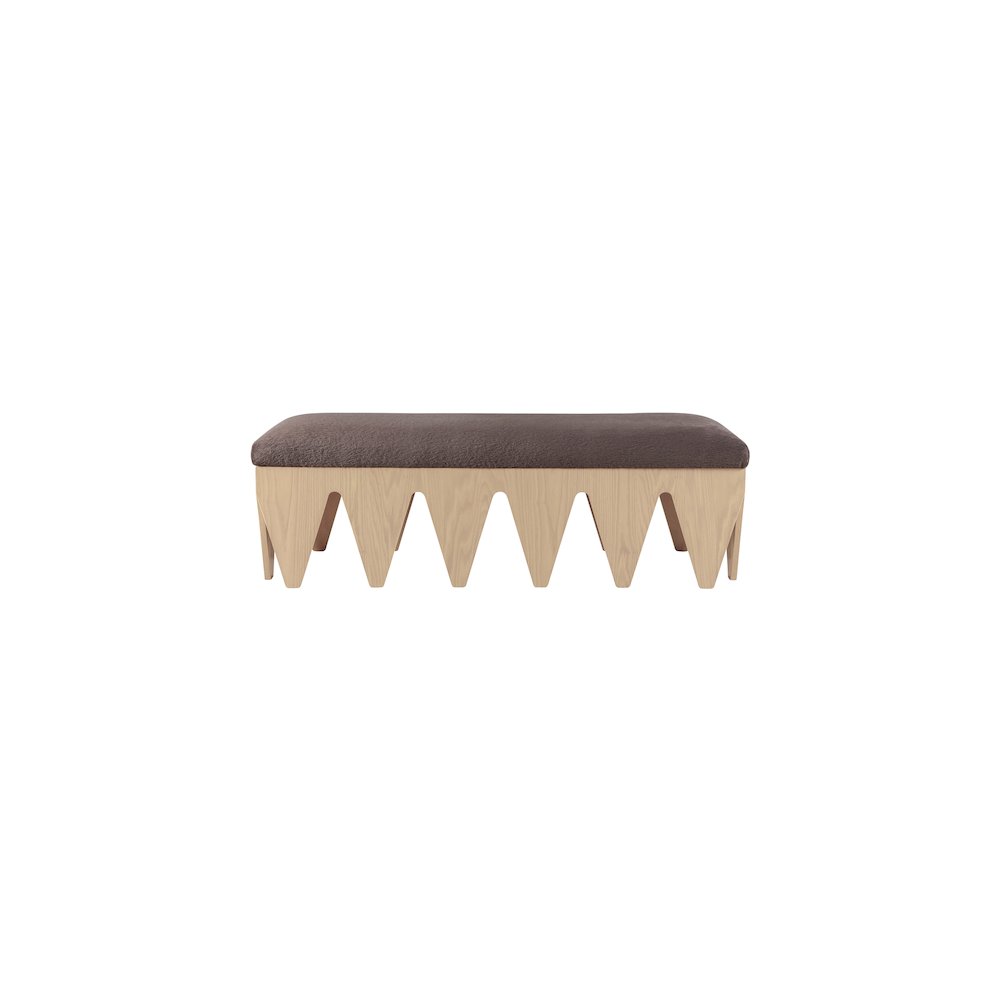 Altair Brown Velour Fur Fabric Bench