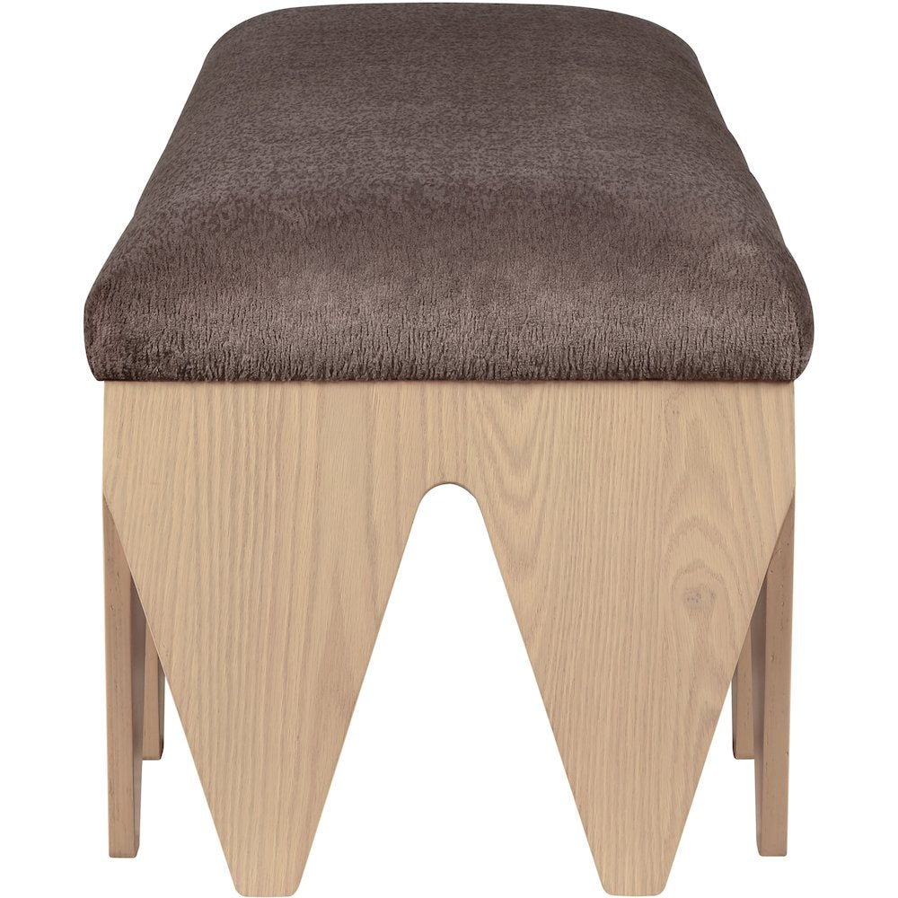 Altair Brown Velour Fur Fabric Bench