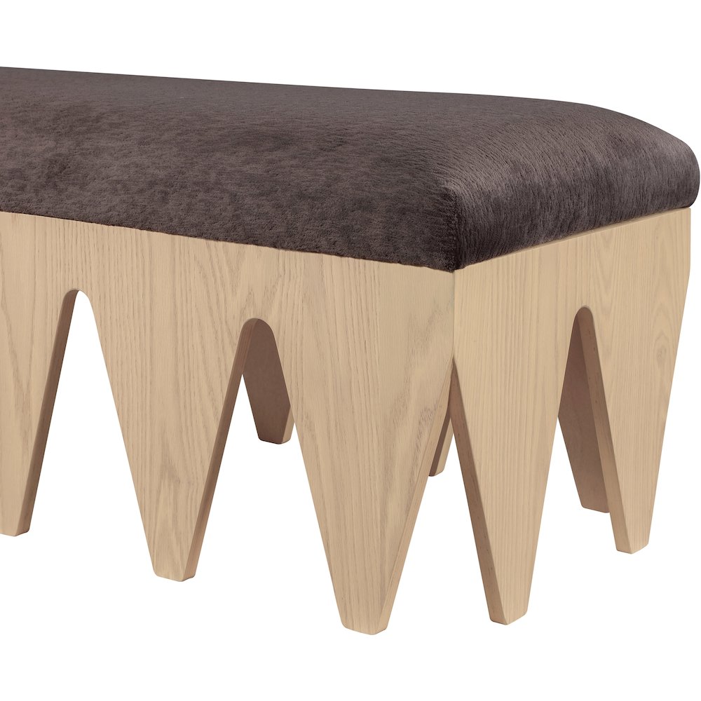 Altair Brown Velour Fur Fabric Bench