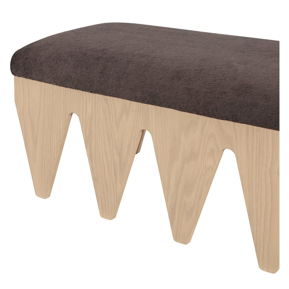 Altair Brown Velour Fur Fabric Bench