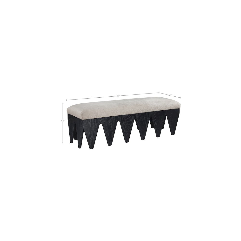 Altair Beige Velour Fur Fabric Bench
