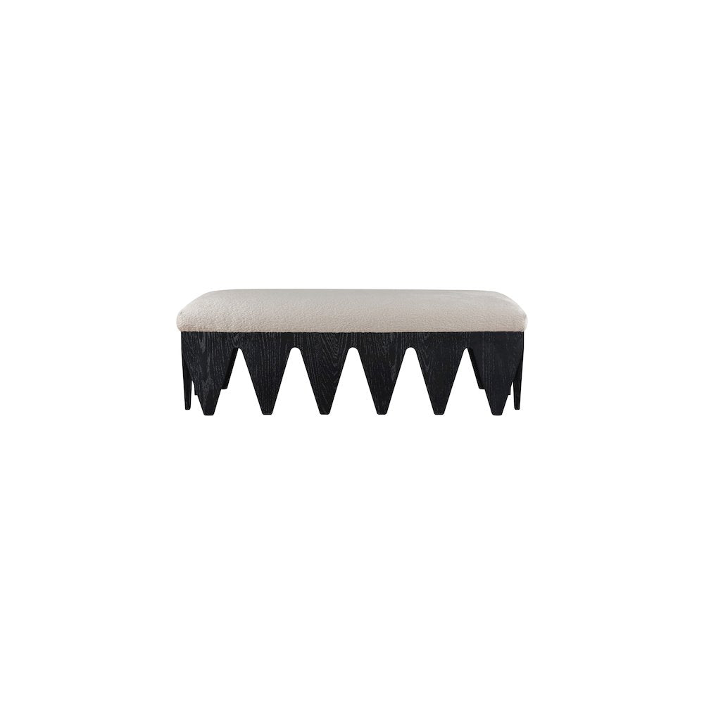 Altair Beige Velour Fur Fabric Bench