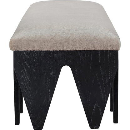 Altair Beige Velour Fur Fabric Bench