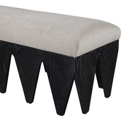 Altair Beige Velour Fur Fabric Bench